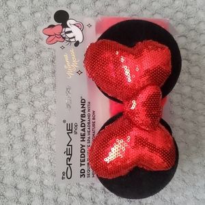 NEW The Creme Shop Minnie Mouse Sequin Spa Headband Red & Black